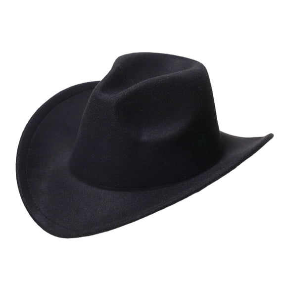 TOWED22 Kids Cowboy Hat Boys Girls Western Cowboy Cowgirl Hat Unisex Classic Belt Buckle Felt Fedora Hats(Black,4-10 Y)