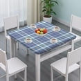 thumbnail image 3 of Blue White and Yellow Checkered Pattern Square Fitted Tablecloth with Elastic Edge,Square Table Cover,Washable Elastic Table Cover for Home Kitchen Party Decor 34"x34", 3 of 6