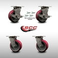 thumbnail image 2 of 5 Inch 316SS Poly on Aluminum Caster Set w/Ball Bearings 4 Swivel Locks 2 Brakes, 2 of 2