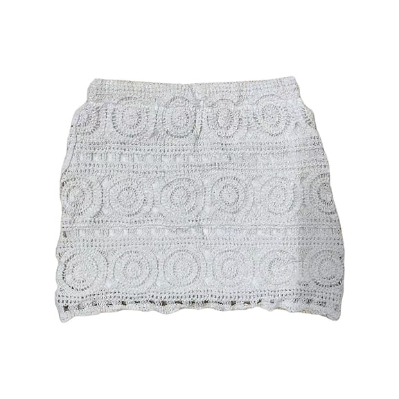 QHFBli Women's Hollow Out Crochet Knit Cover Up Skirt High Waisted Sheer Beach Skirts