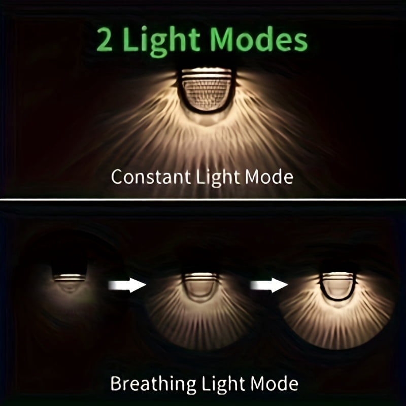6 Pack Solar Fence Lights, LED Solar Deck Lights Breathing/Constant Mode, Outdoor Solar Light for Fence, Yard, Garden, Garage, Stairway, Gate, Warm Light