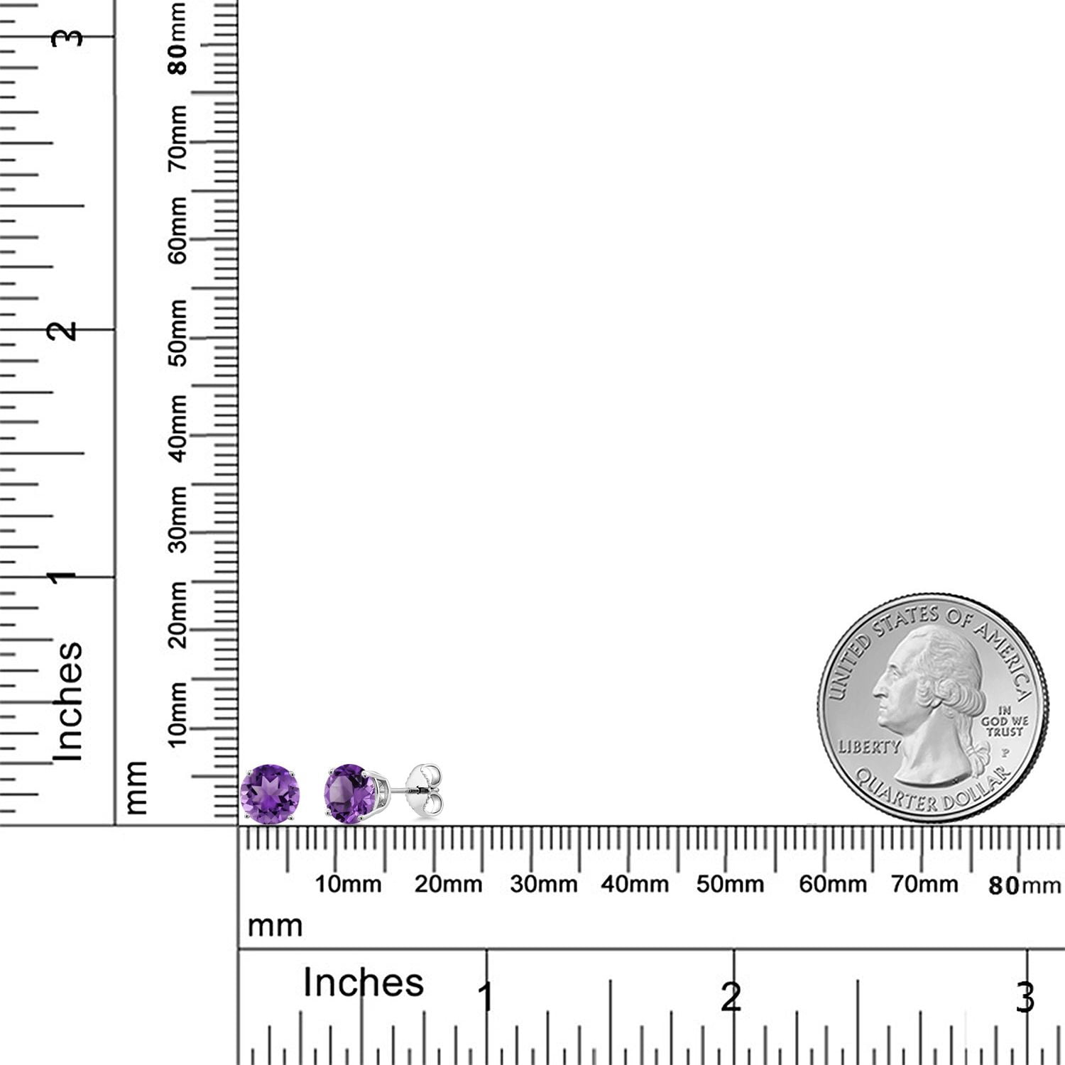 Gem Stone King 925 Sterling Silver Purple Amethyst Stud Earrings for Women | 2.00 Cttw | Gemstone February Birthstone | Round 6MM