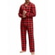thumbnail image 5 of Pijamas de familia de cuadros con botones de manga larga Inspire Chic para adultos XL en rojo, 5 of 5