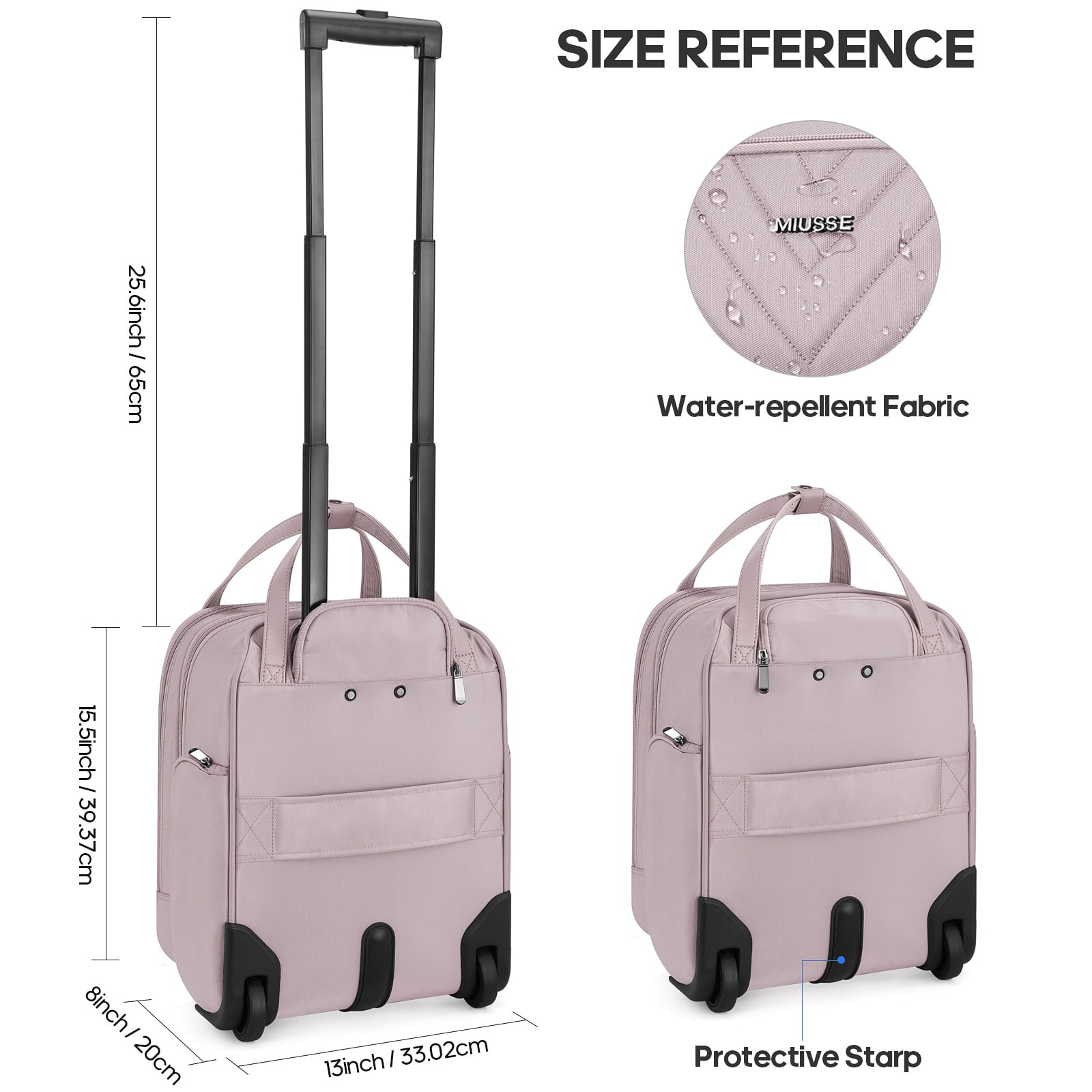MIUSSE Underseat Carry on Luggage 16 Inch Soft Sided Luggage with Wheels and TSA Lock Airline Approved Small Suitcase for Men Women