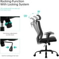 thumbnail image 5 of Furinno Home Office Ergonomic Swivel Chair with Adjustable Headrest, Black, 5 of 6