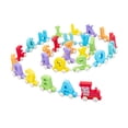 thumbnail image 3 of Juego de trenes de madera, vagones de tren, juego interactivo creativo con 1 motor, juguete con tema del alfabeto, apilamiento para niños, niñas y, 3 of 9
