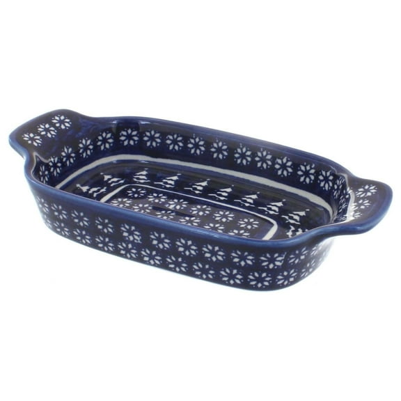 Blue Rose Polish Pottery Winter Nights Rectangular Dish