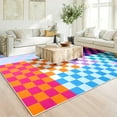 thumbnail image 3 of Lochas Checkered Area Rugs Checkerboard Rug Plaid Carpet for Living Room Bedroom Home Decor,4'x6',Multicolor, 3 of 7