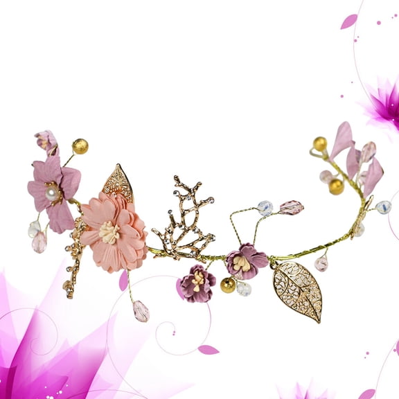 OUNONA Bridal Headdress Wedding Headpiece with Elegant Golden Flowers and Leaves for Special Occasions and Celebrations