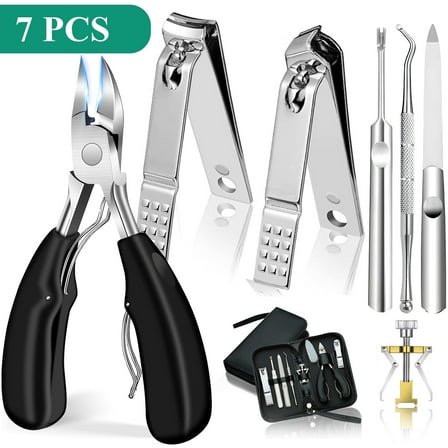LANNEY Toenail Clippers for Seniors Thick Toenails, Heavy Duty Large Toe Nail Clippers for Men Thick Nails 7Pcs Sharp Ingrown  Clippers