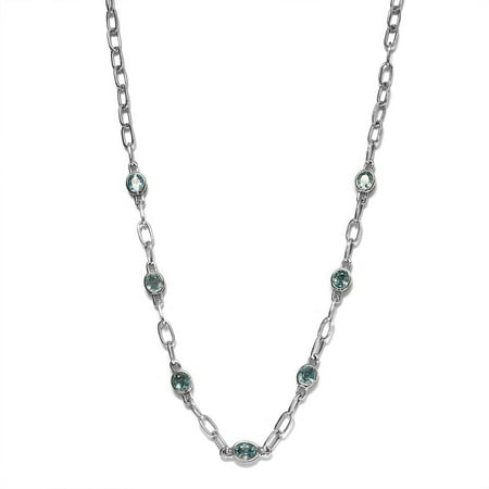 Shop LC 925 Sterling Silver Oval Blue Zircon Necklace Platinum Plated Bridal Anniversary Engagement Wedding Size 18" Ct 6.4 For Women Jewelry