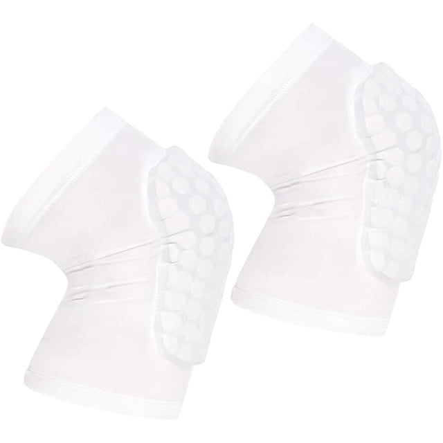 Knee Sleeve Pair Kneepad Pads Crashproof Antislip Basketball Leg Sleeve Protective Pad Support Guard Padded Breathable Compression Wear Hexpad - 2 Packs-White