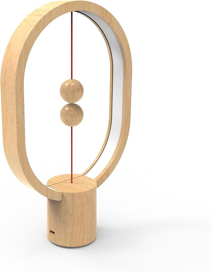 Heng Balance lamp Mini, Portable, Switch on in mid-air, USB-C LED Table lamp, Magnetic Desk lamp, Warm Eye-Care Lamp, Contemporary Modern Soft Light, Office, Home (Real Wood)