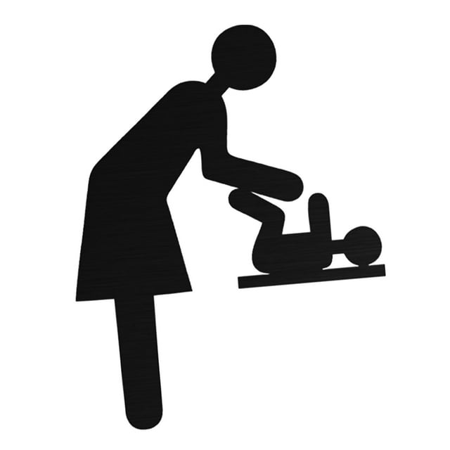 Letrero de metal para baño de mamá de 5,9 pulgadas, letrero para cambiador de pañales, identificación Negro