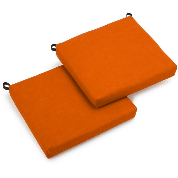 Blazing Needles 20-inch by 19-inch Spun Polyester Chair Cushion (Set of Two)-Color:Tangerine Dream