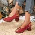 thumbnail image 4 of Dakaela Slingback Heeled Sandals for Women Fashion Open Toe Dressy Chunky Low Heels Wedge Casual Dress Pumps Shoes for Wedding Party Red 7.5, 4 of 7