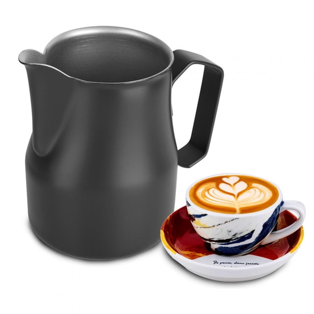 500ml Milk Frothing Cup Stainless Steel Coffee Pitcher Jug for Coffee Shop(Black)