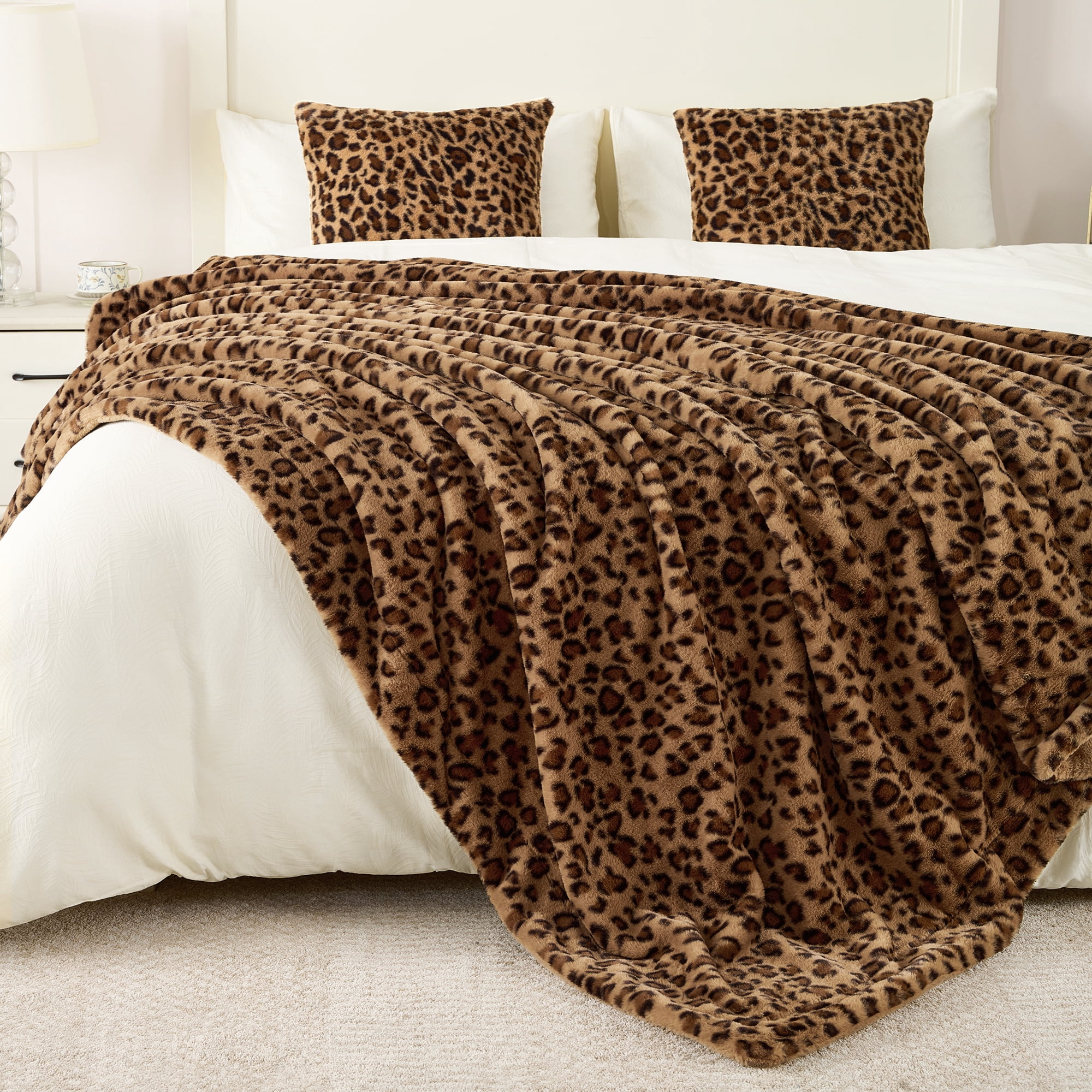 GALMAXS7 Leopard Print Throw Blanket Soft Cozy Fluffy Plush Cheetah Print Blanket for Home Decor,60"x80",Brown