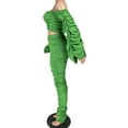 thumbnail image 5 of Tejiojio Fall Clearance Two-Piece Solid Women Off Shoulder Fold Shirring Short Top + Long Pants Set Suit, 5 of 5