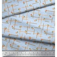 thumbnail image 3 of Soimoi Blue Cotton Poplin Fabric Maze & Grandiflora Roses Floral Printed Fabric 1 Yard 42 Inch Wide, 3 of 6