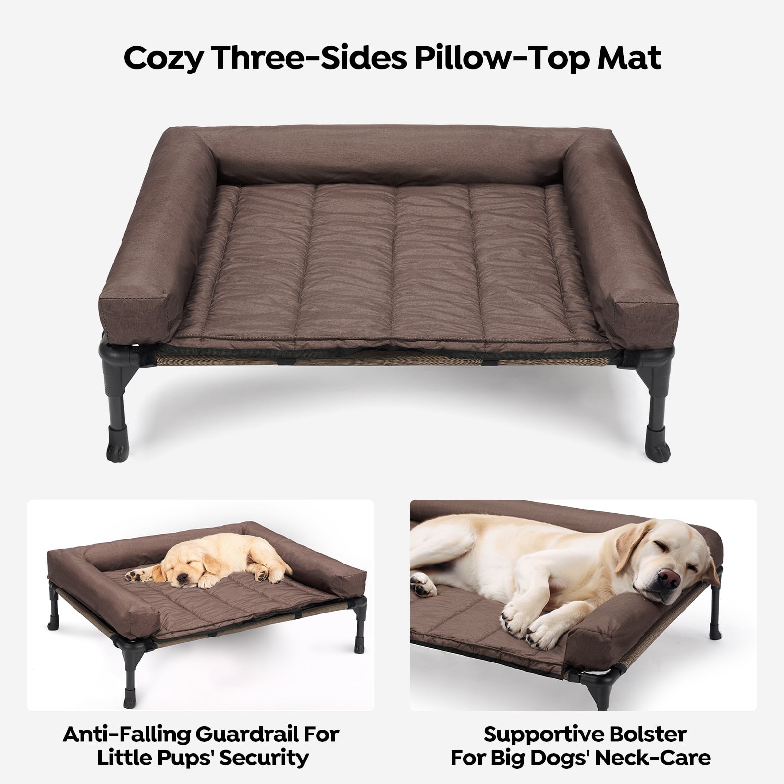 Veehoo Cooling Elevated Dog Bed + Waterproof Removable Pillow-Top Mat, Dog Sofa Bed, XLarge, Brown