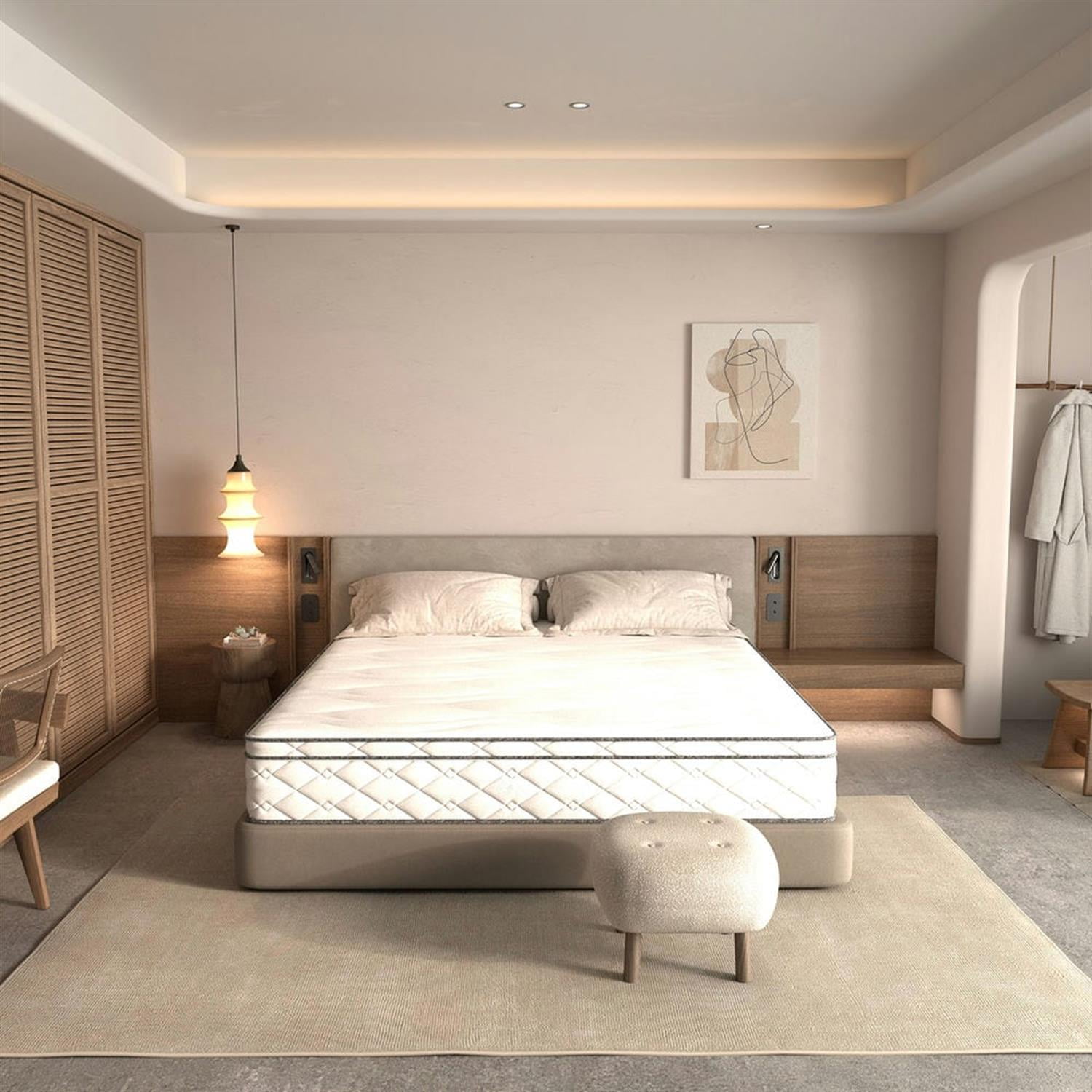 Demi Bonn Full Size Mattress, 12" Hybrid Mattress a Box with Gel Memory Foam and Pocket Coilsnerspring, Breathable and Durable Support, Made USA, CertiPUR-US Certified, White