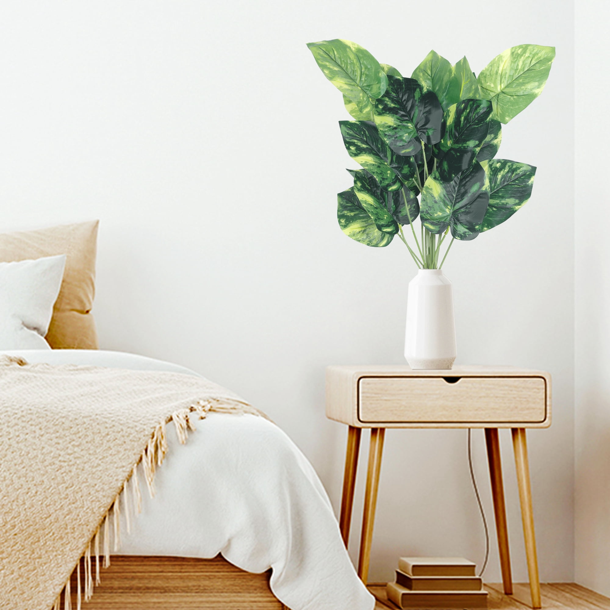 Unique Bargains Artificial Stems Leaves Faux Greenery Plants for Home Decor Green Pothos