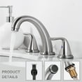 thumbnail image 5 of Wowow Bathroom Sink Faucet 3 Holes Brushed Nickel,  Widespread Bathroom Faucet, Bathroom Sink Faucet 3 Holes, Pop Up Drain with Overflow for RV Restroom Vanity Camper, 5 of 6