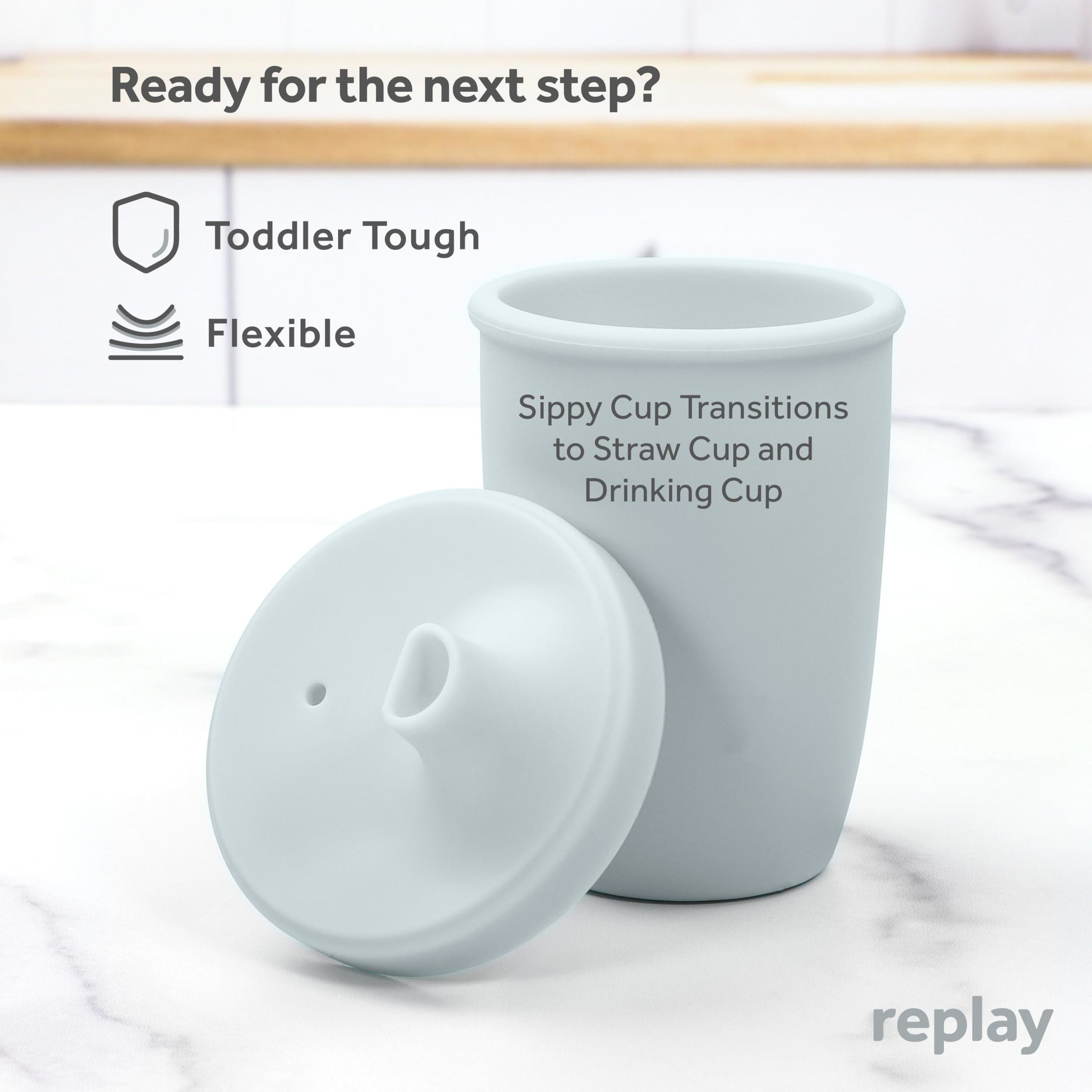 Re-Play Silicone Sippy Cups for Toddlers, 8 oz Kids Cups No Spill Cup Sage