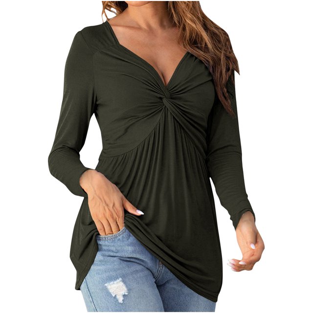 Pntutb, camiseta de manga larga Sexy con cuello en V informal para mujer de otoño e invierno, camiseta de manga larga con cuello en V, camiseta/camisa Pntutb Pntutb-942