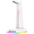 thumbnail image 1 of Methold Gaming Headphone Display Stand Soporte para auriculares con puerto de audio de 3,5 mm Home RGB Breathing Light Rack Auriculares Cables de audio/vídeo Blanco, 1 of 6