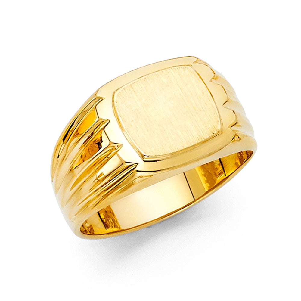 Jewels By Lux 14K Yellow Gold Mens Engravable Signet Ring Size 11.5 ...