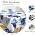 thumbnail image 3 of 60x84inches Watercolor Blue Floral Tablecloth Blue White Rectangle Table Cloth Waterproof Stain Resistant Fabric Table Cover for Kitchen Dining Room Holiday Picnic Party Indoor Outdoor Decor, 3 of 7