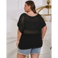 thumbnail image 5 of Plus Size Swim Cover Up for Women Summer Mesh Crochet Swimsuit Cover Up Crewneck Short Sleeve Beach Cover Up Shermie, 5 of 6