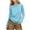 Light Blue, variant on Qingpeng Women's Fall Long Sleeve Pullover Tops Casual Round Neck Solid T Shirt