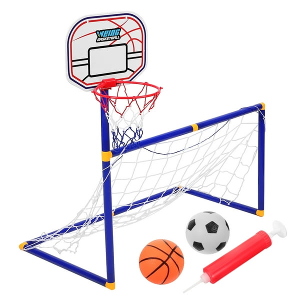 KAKOWELY 1 juego de aro de baloncesto para exteriores, portería de fútbol portátil, puerta de fútbol pequeña