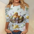 thumbnail image 2 of Kcolen Easter Shirts for Women 3/4 Sleeve Funny Bunny Egg Tees Crewneck Cute Shirts Graphic Print Easter Day T-Shirts Casual Blouses Spring Tops, 2 of 5