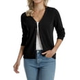 thumbnail image 2 of QUALFORT Women’s 100% Cotton Lightweight Button-Front Cardigan Sweater，v neck Long Sleeve Knit, 2 of 7