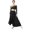 thumbnail image 5 of IDOPIP Women Metallic Patchwork Liturgical Praise Dance Dress Asymmetric Hemline Lyrical Dancewear, 5 of 8