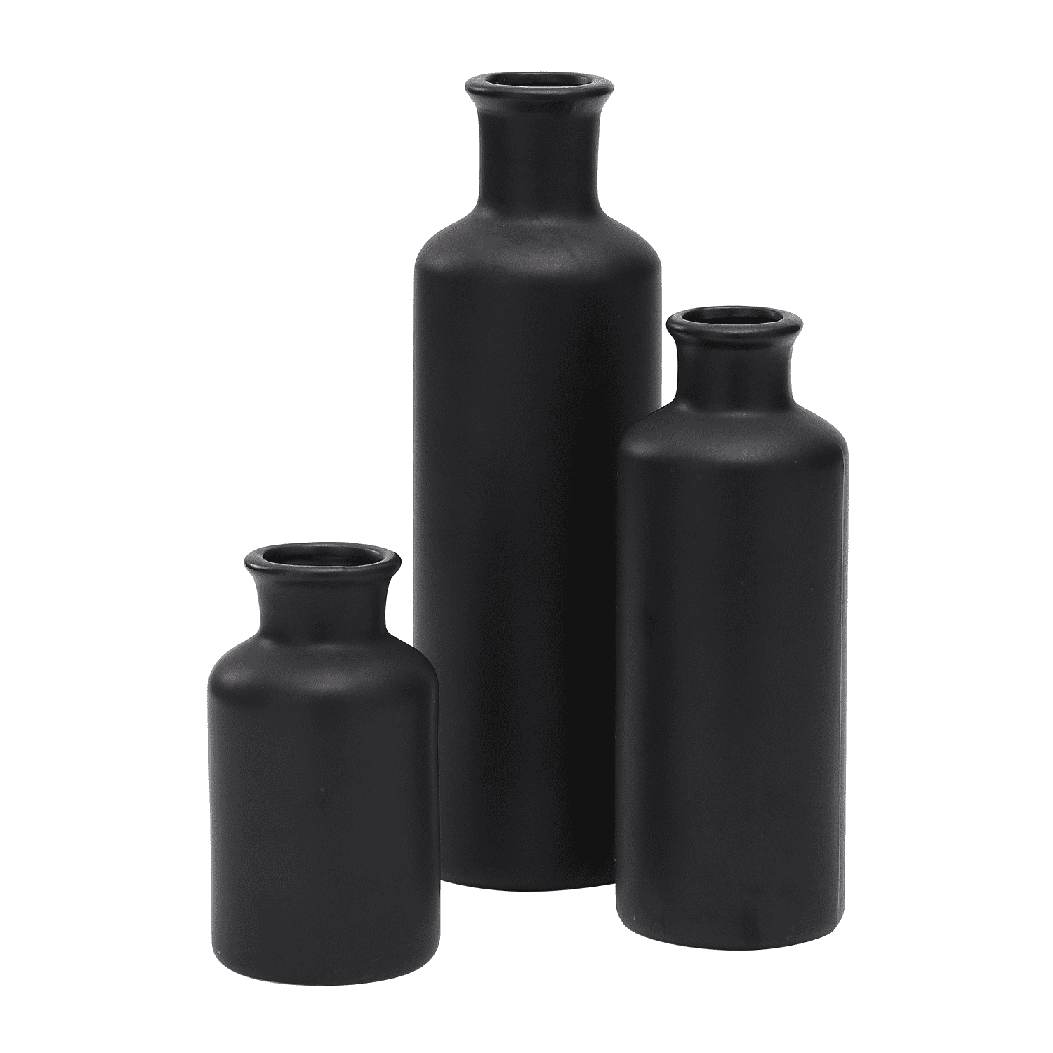 Ceramic Vases for Home Decor, Set of 3 Small Vases, Black Vases