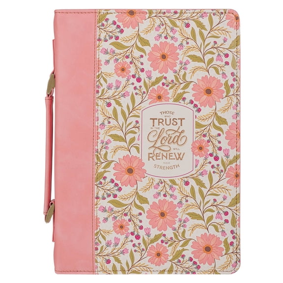 THOSE WHO TRUST CORAL PINK FLORAL LARGE CLASSIC Bible Cover