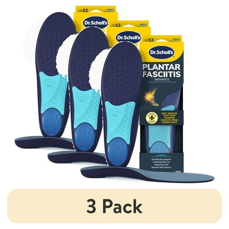 (3 pack) Dr. Scholl’s Plantar Fasciitis Pain Relief Insoles with Arch Support, Men Shoe Sizes 8-13, 1 Pair