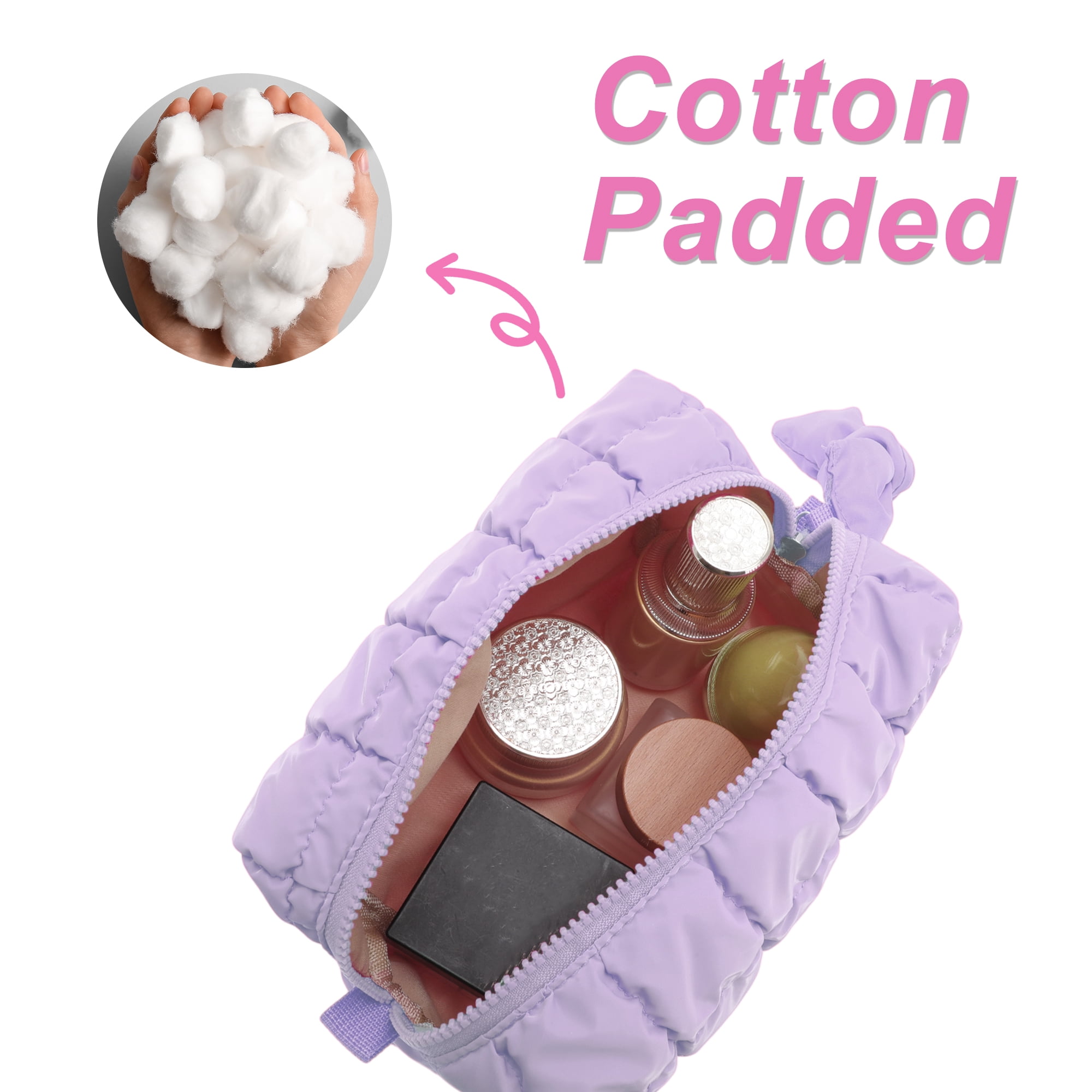 Unique Bargains Quilted Cosmetic Organizer for Women Purple