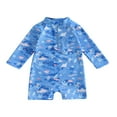 thumbnail image 1 of Toddler Baby Boys One-Piece Swimsuit Print Long/Short Sleeve Zipper Rashguard Swimwear + Swimming Cap, 1 of 8