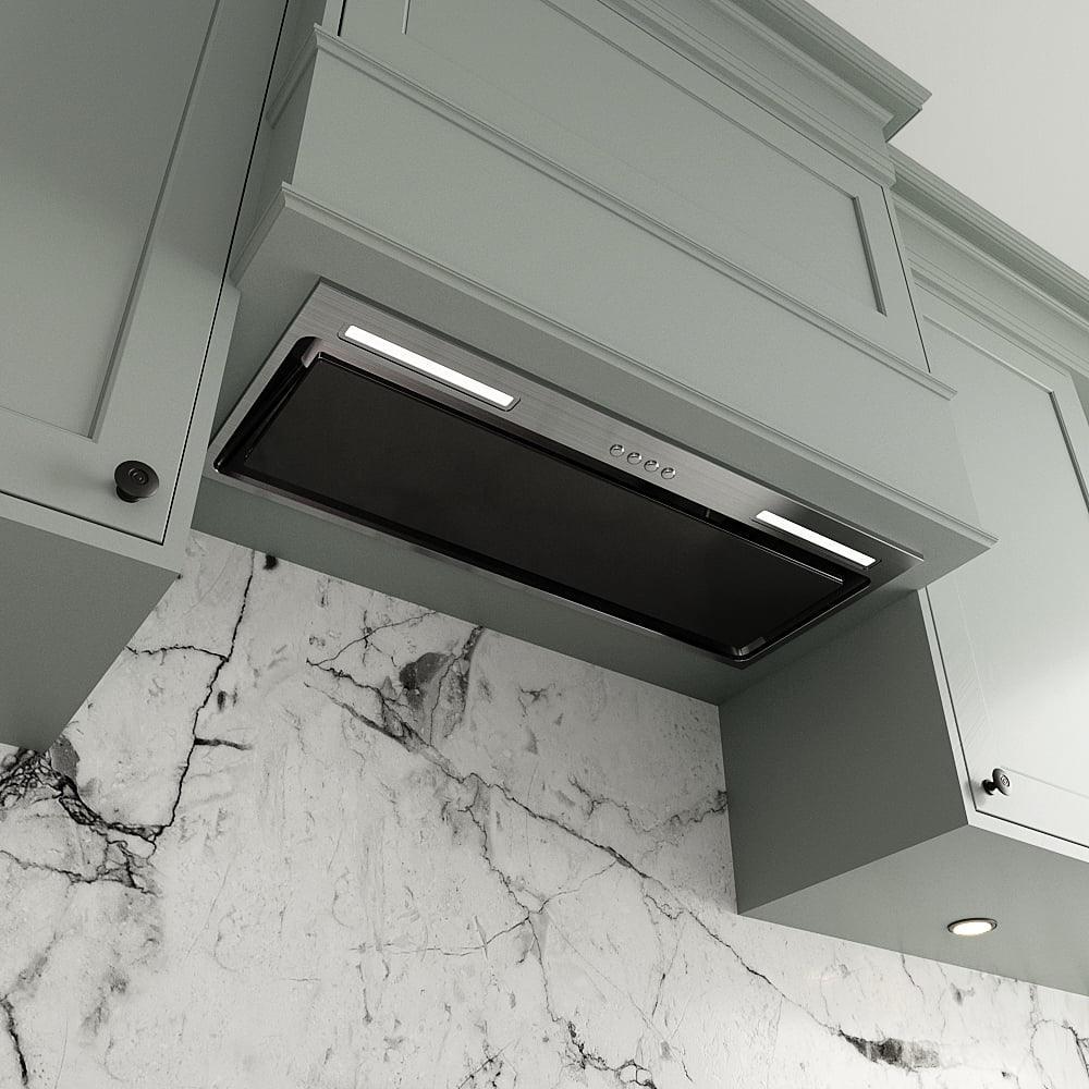 Streamline 28 in. Cupello Convertible Insert 350 CFM Range Hood in Glossy Black with Mesh Filters, Electronic Button Control, LED Lights