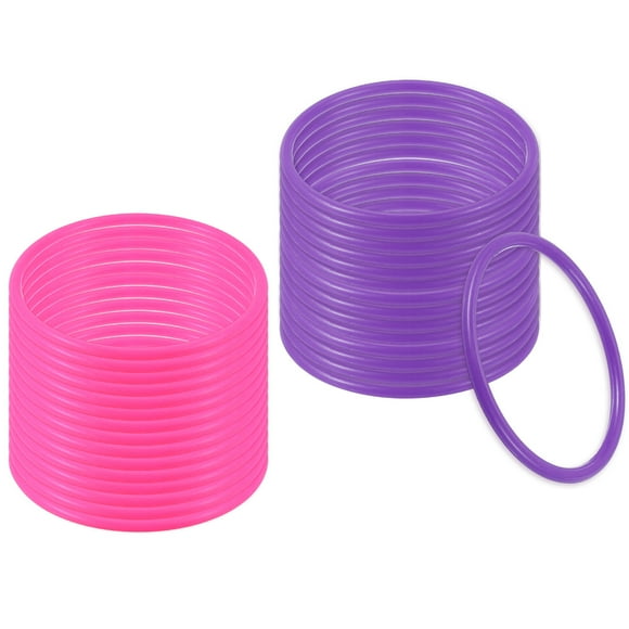 Uxcell Plastic Ring-Toss Rings for Bottles, 30 Pack Carnival Hoops for Outdoor Party Favor Pink/Purple 5 inch