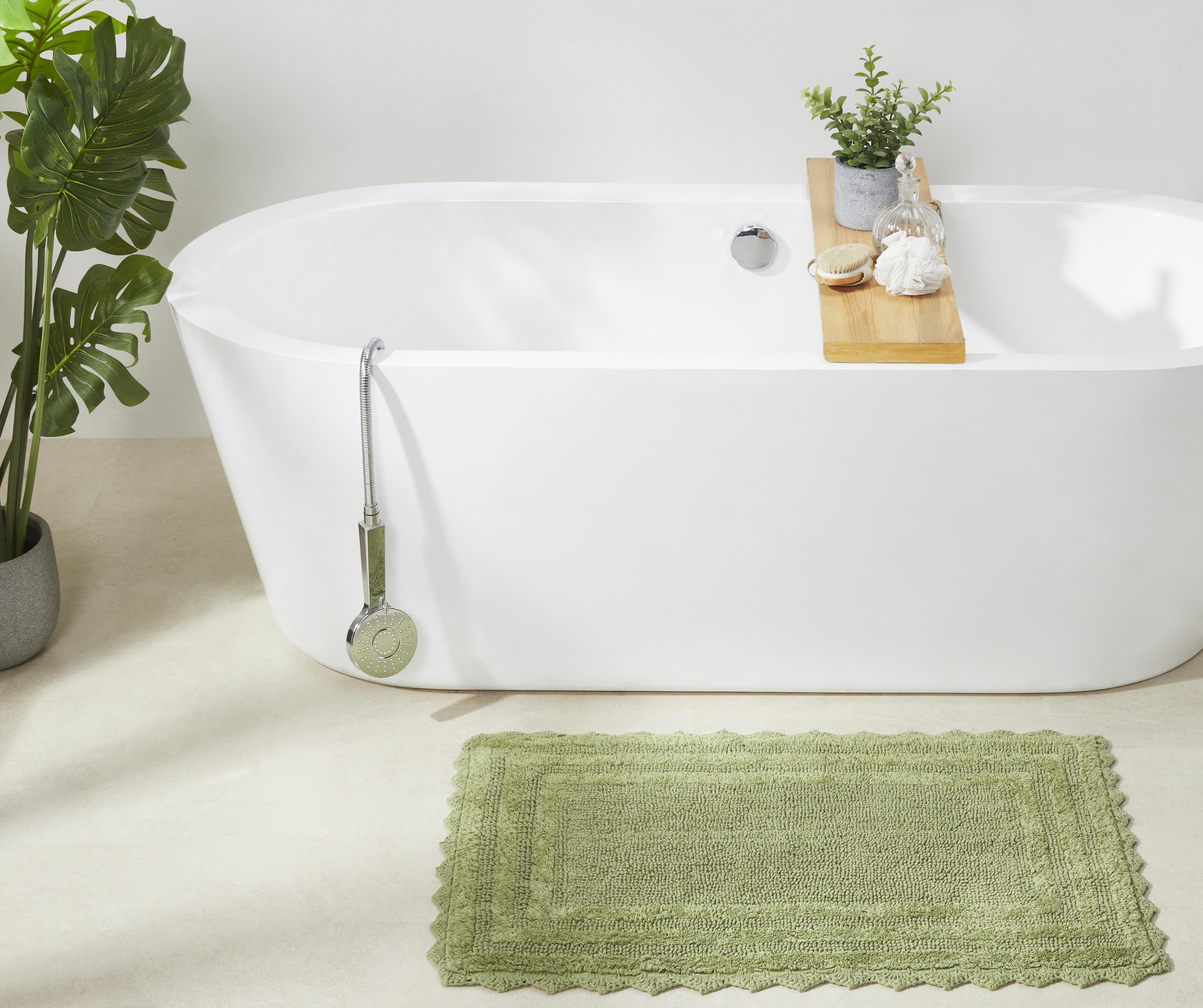 Better Trends 3 Piece Bathroom Rug Set 100% Cotton, Extra Soft Tufted Bath Mat, Water Absorbent & Reversible Mat, Sage Lilly Crochet Collection