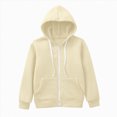 thumbnail image 5 of Staki Kids Heavyweight Zip Up Hoodie Jacket Premium Kangaroo Pocket Long Sleeve Durable Everyday Sweater 3-12Y(Beige,7-8 Years), 5 of 5