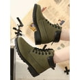 thumbnail image 6 of Fangasis Women Combat Boot Warm Ankle Booties Lug Sole Winter Boots Outdoor Lightweight Short Bootie Green 5, 6 of 9