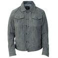 thumbnail image 5 of Mens Suede Leather Denim Jeans Jacket-Dover in Grey, 5 of 10